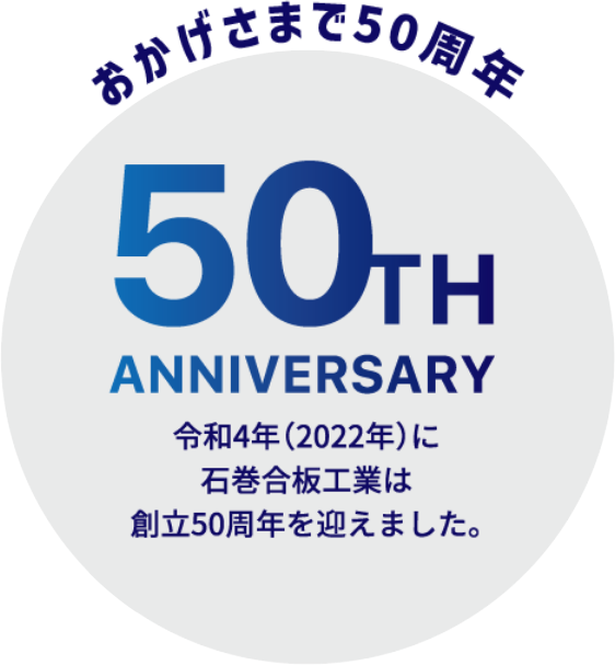 令和4年(2022年)に石巻合板工業は創立50周年を迎えました